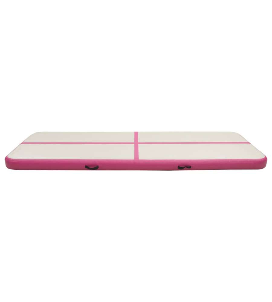 Tappetino Ginnastica Gonfiabile con Pompa 400x100x15cm PVC Rosa