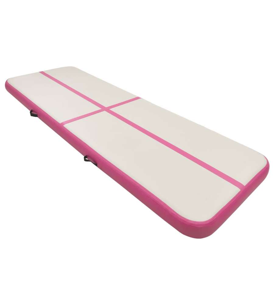 Tappetino Ginnastica Gonfiabile con Pompa 400x100x15cm PVC Rosa