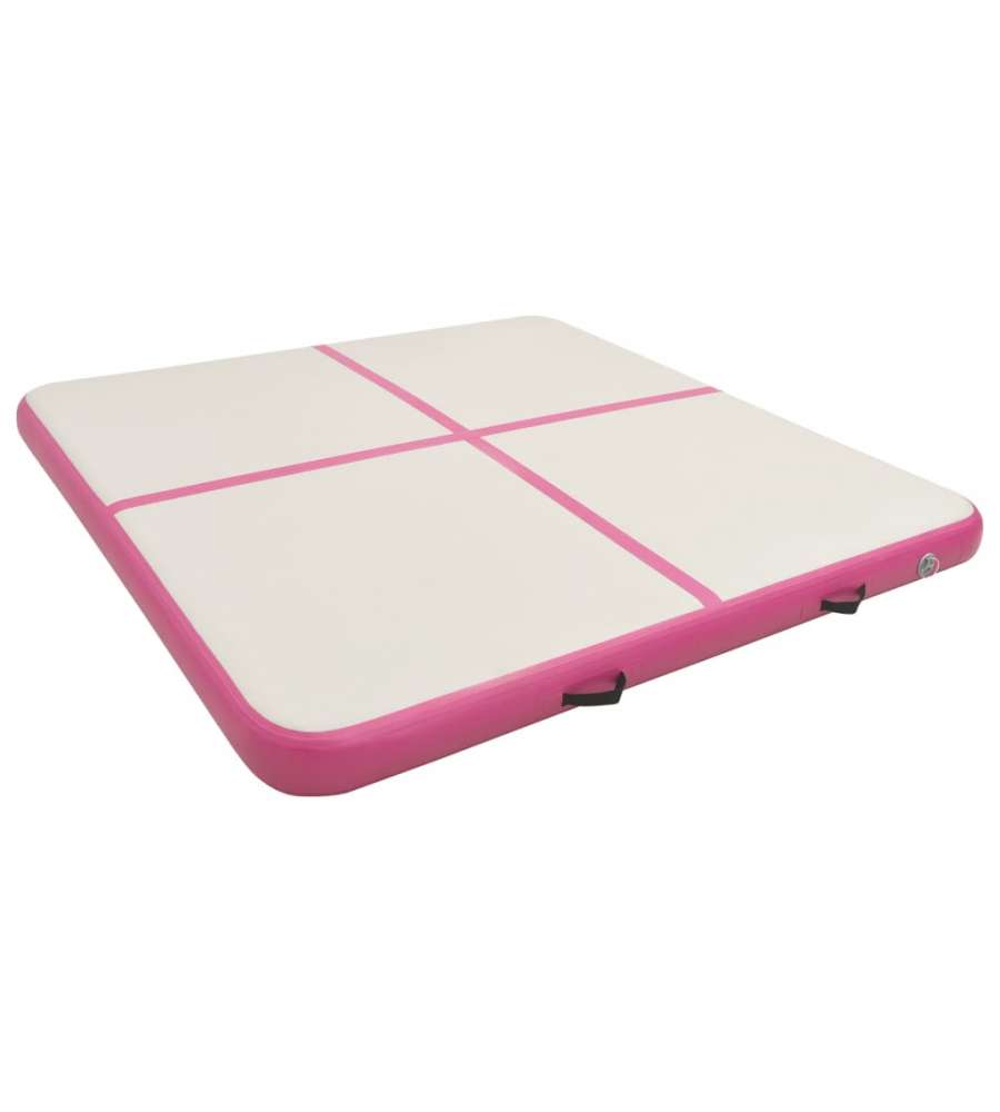 Tappetino Ginnastica Gonfiabile e Pompa 200x200x10 cm PVC Rosa