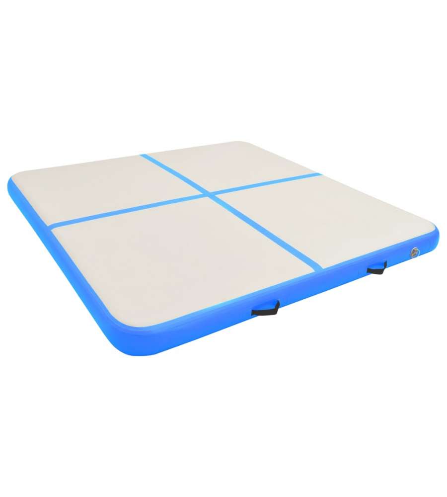 Tappetino Ginnastica Gonfiabile con Pompa 200x200x10 cm PVC Blu