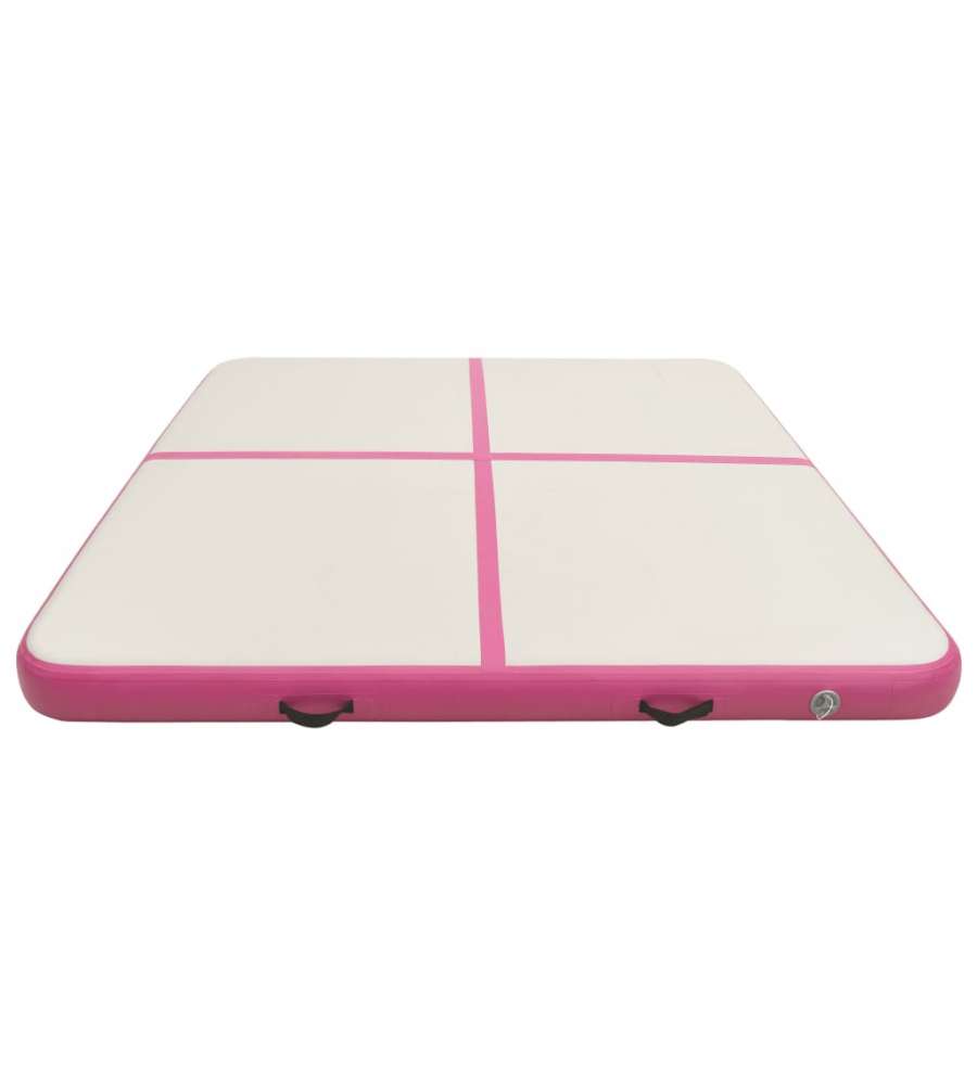 Tappetino Ginnastica Gonfiabile con Pompa 200x200x15cm PVC Rosa