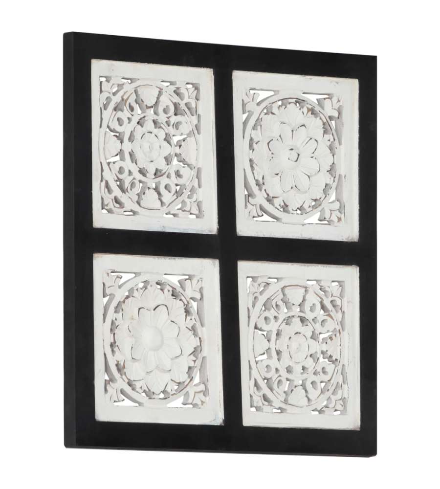 Pannello Murale Intagliato MDF 40x40x1,5 cm Nero e Bianco