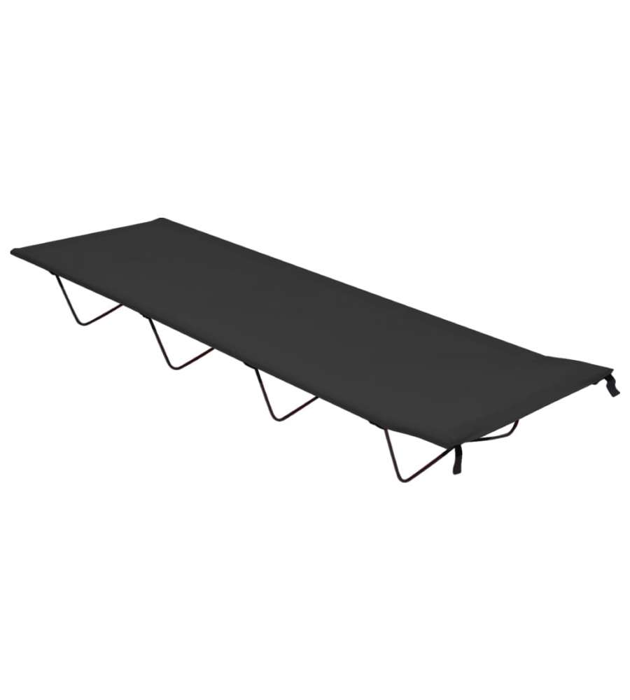 Lettino da Campeggio 180x60x19cm Tessuto Oxford e Acciaio Nero