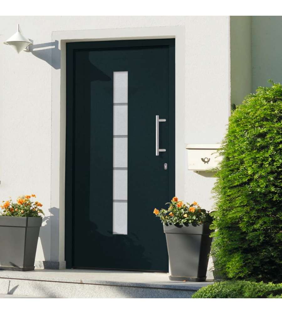 Porta d'Ingresso in Alluminio e PVC Antracite 110x210 cm 3056814