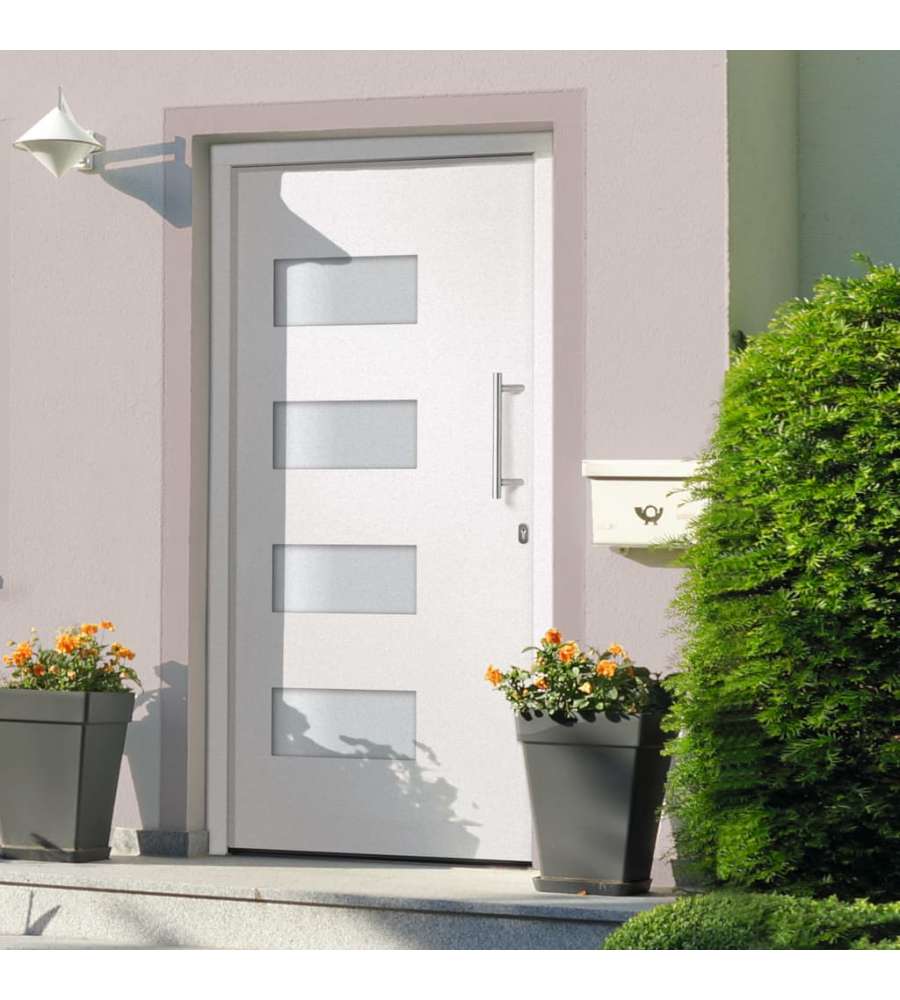 Porta d'Ingresso in Alluminio e PVC Bianco 100x200 cm 3056818