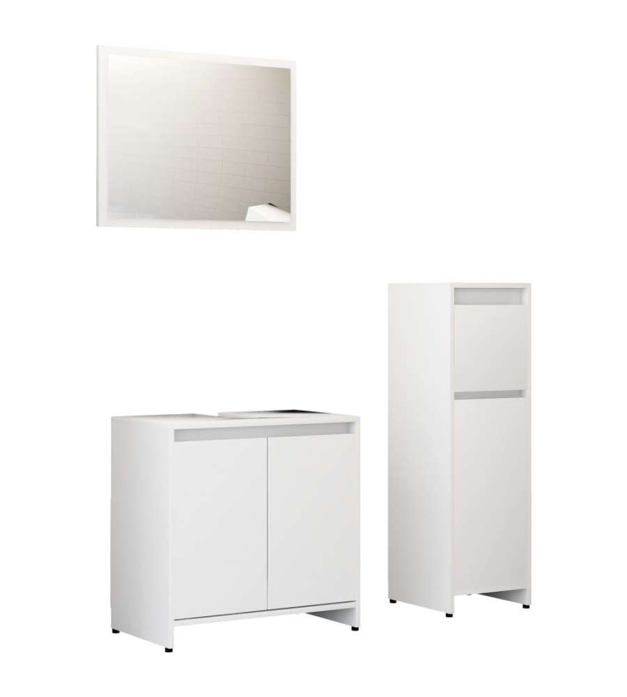 Set Mobili da Bagno 3 pz Bianco in Truciolato