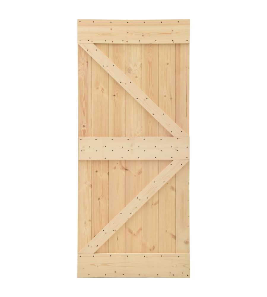 Porta Scorrevole con Set Hardware 90x210 cm in Legno di Pino 3057499