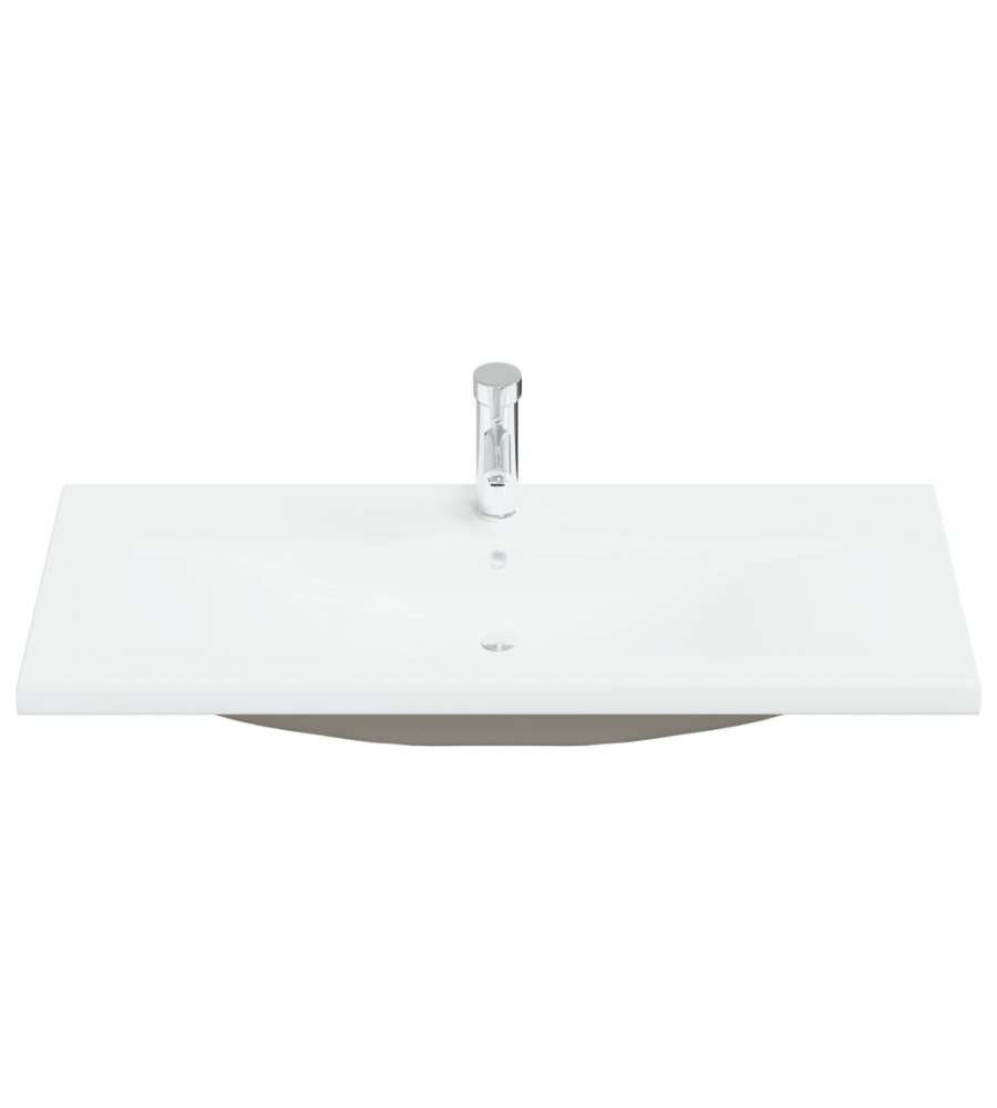 Lavabo da Incasso con Rubinetto 101x39x18 cm in Ceramica Bianco