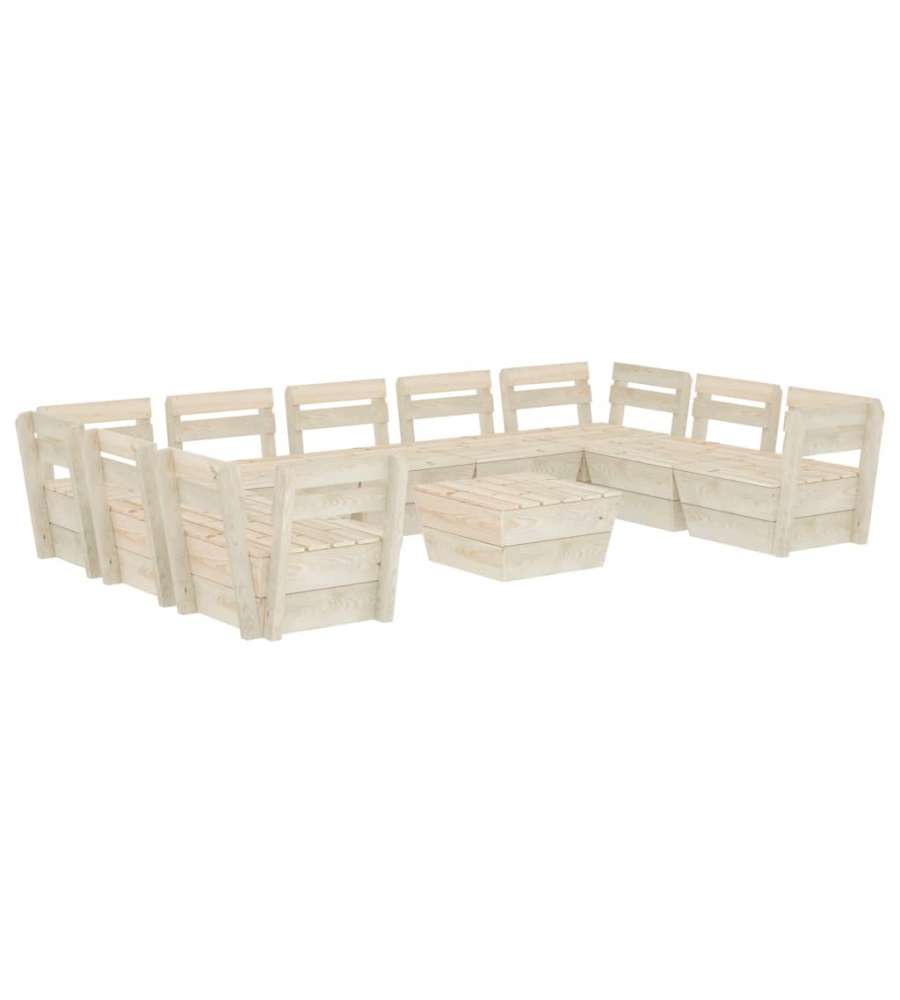 Set Divani da Giardino su Pallet 10 pz in Legno Abete Impregnato 3063728