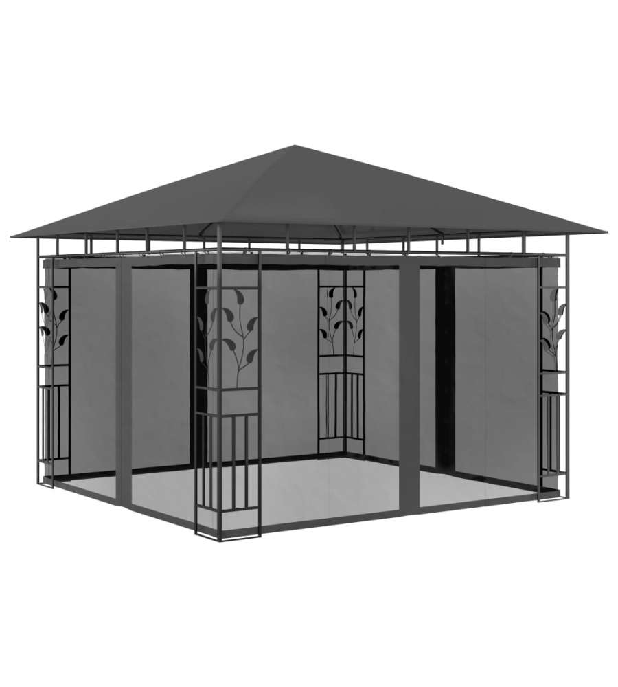 Gazebo con Zanzariera e Luci LED 3x3x2,73 m Antracite