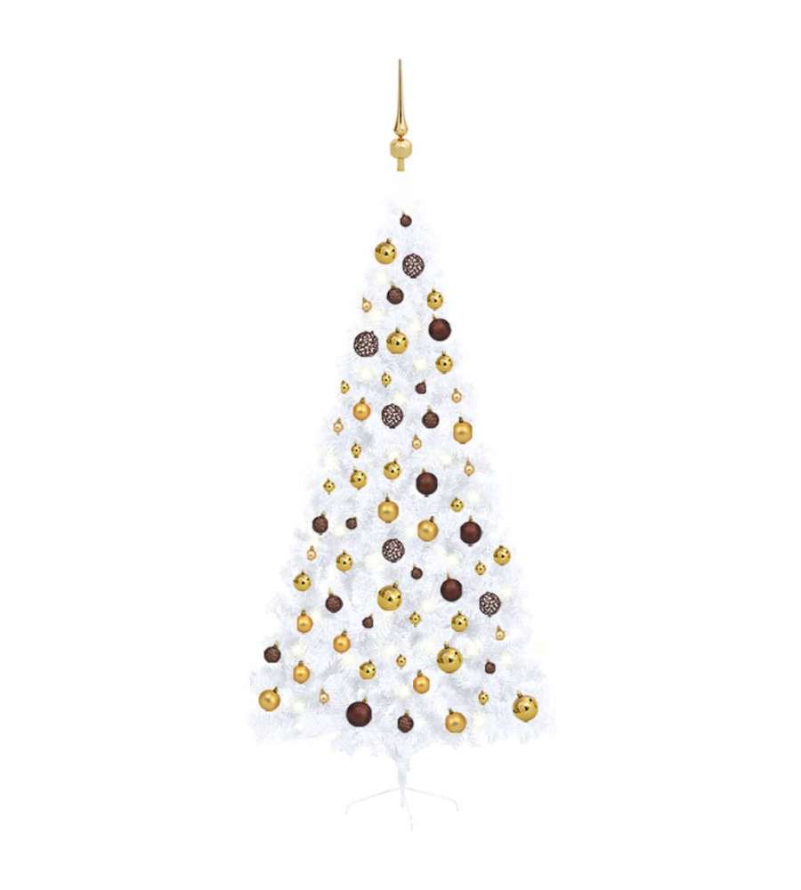 Set Albero Natale Artificiale a Met LED Palline Bianco 210cm