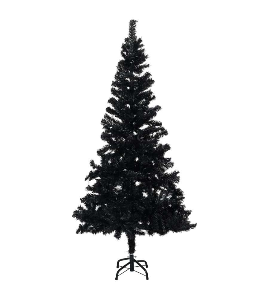 Set Albero Natale Artificiale con LED e Palline Nero 210 cm PVC