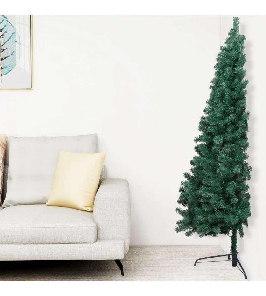 Set Albero Natale Artificiale a Met LED e Palline Verde 150cm