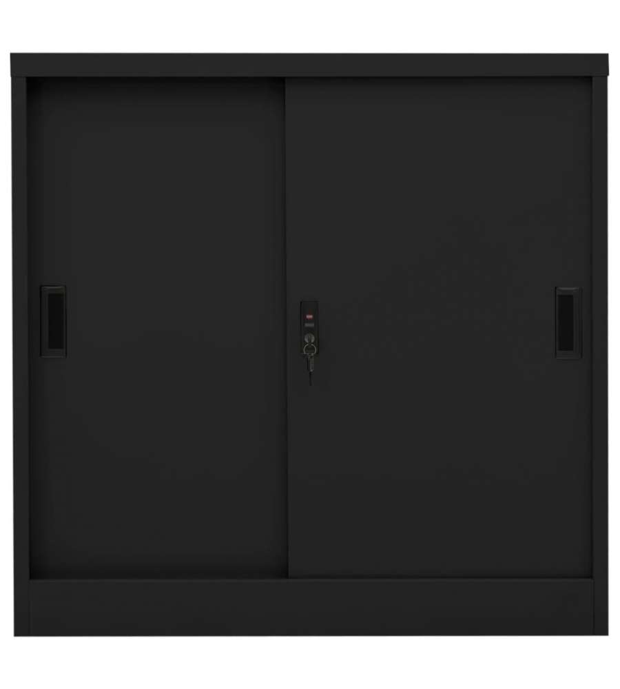 Armadio per Ufficio Anta Scorrevole Nero 90x40x90cm Acciaio