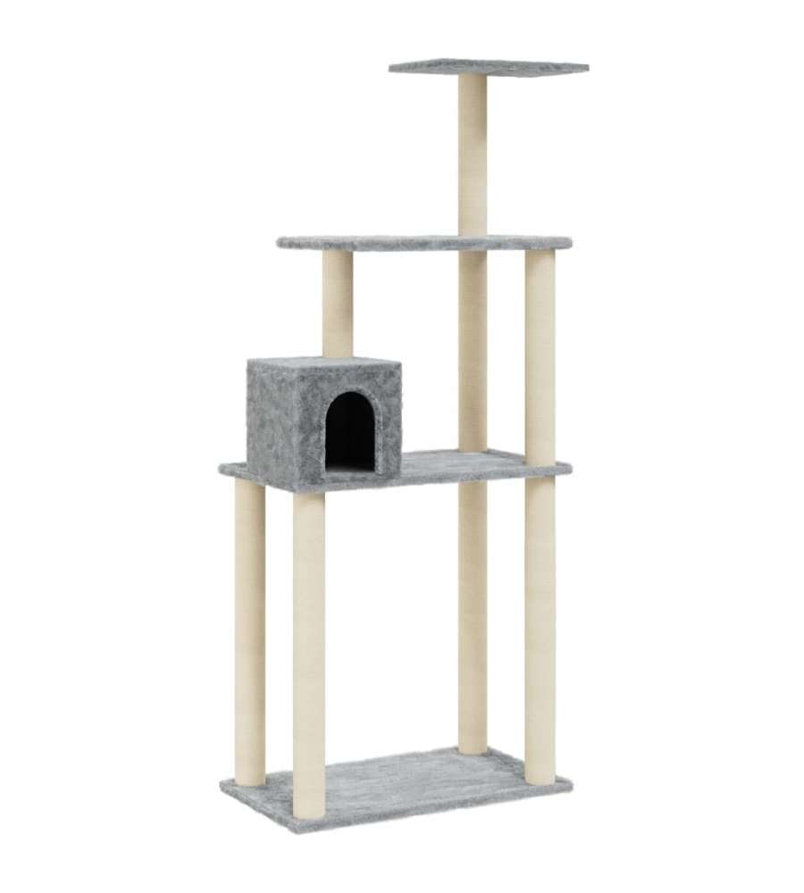 Albero per Gatti con Tiragraffi in Sisal Grigio Chiaro 147 cm