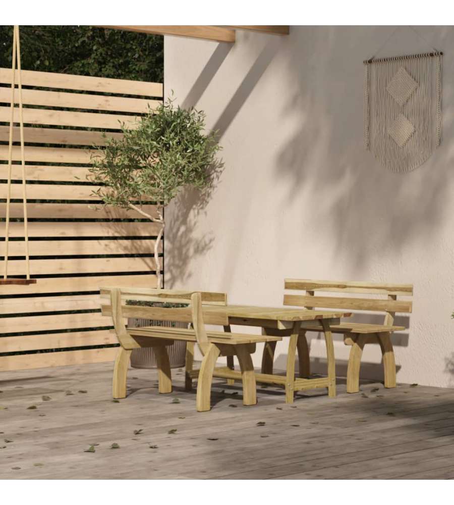 Set da Pranzo da Giardino 3 pz in Legno di Pino Impregnato