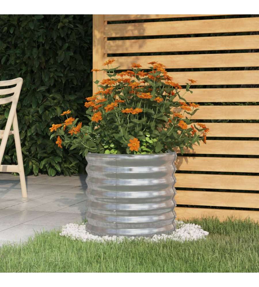 Vaso Giardino Acciaio Verniciato a Polvere 40x40x36 cm Argento