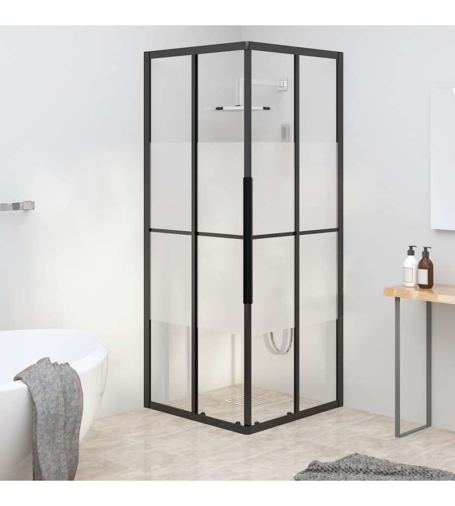 Cabina Doccia ESG Semi Smerigliato 70x70x180 cm Nera