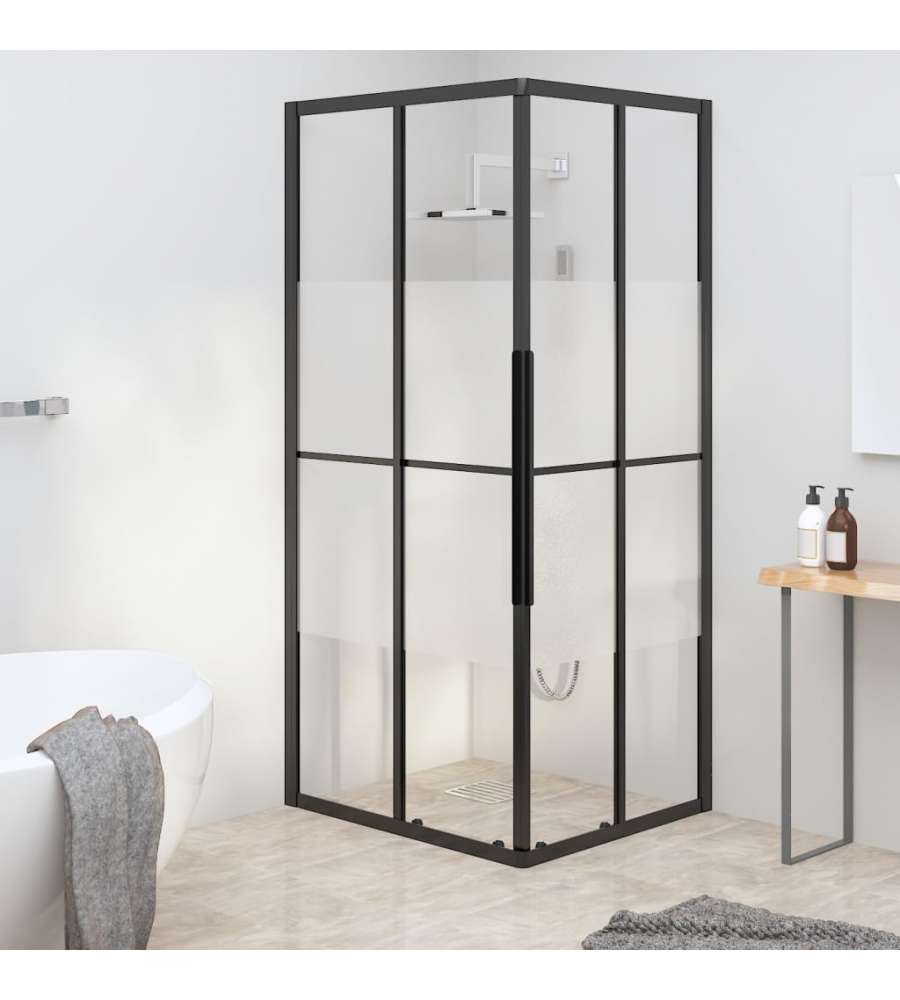 Cabina Doccia ESG Semi Smerigliato 90x70x180 cm Nera