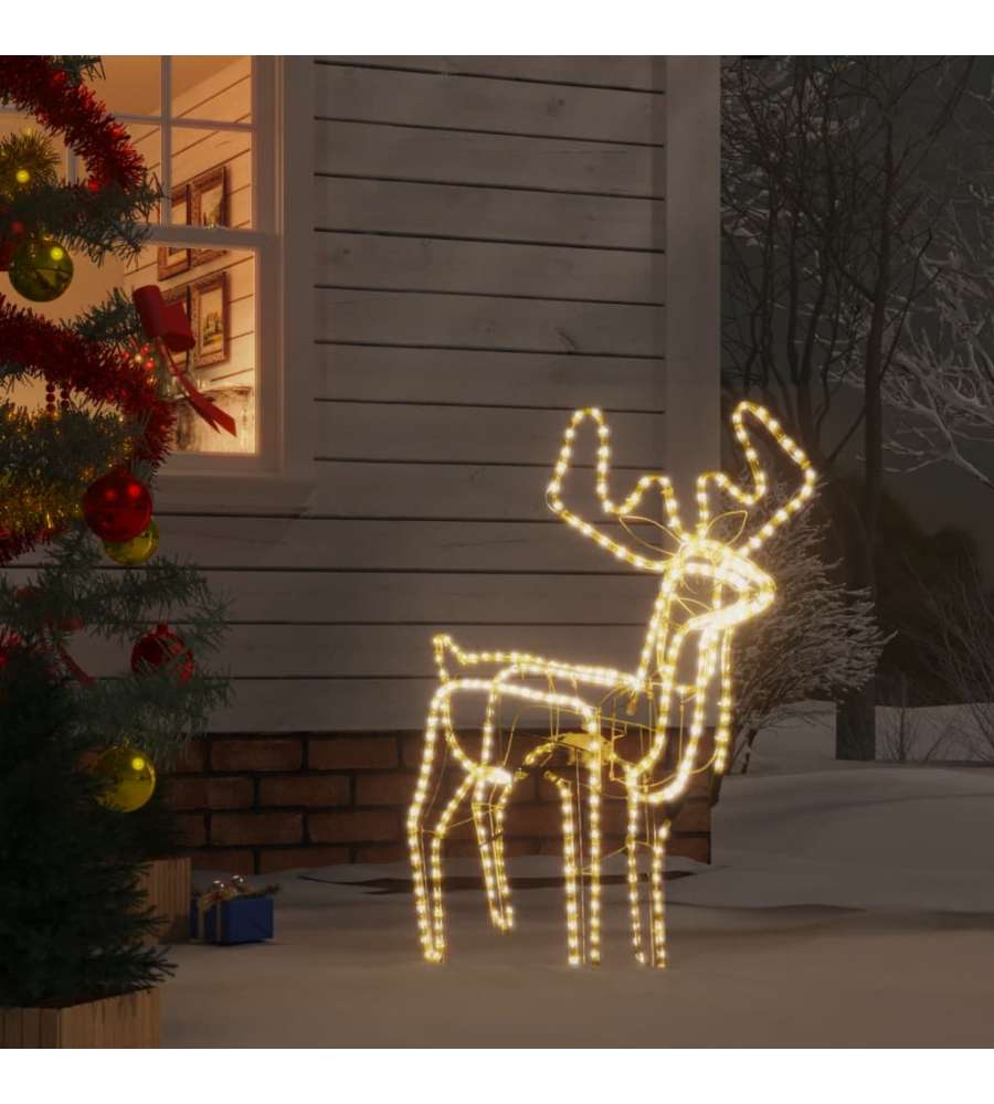 Figura Renna Natalizia Pieghevole con 192 LED Bianco Caldo