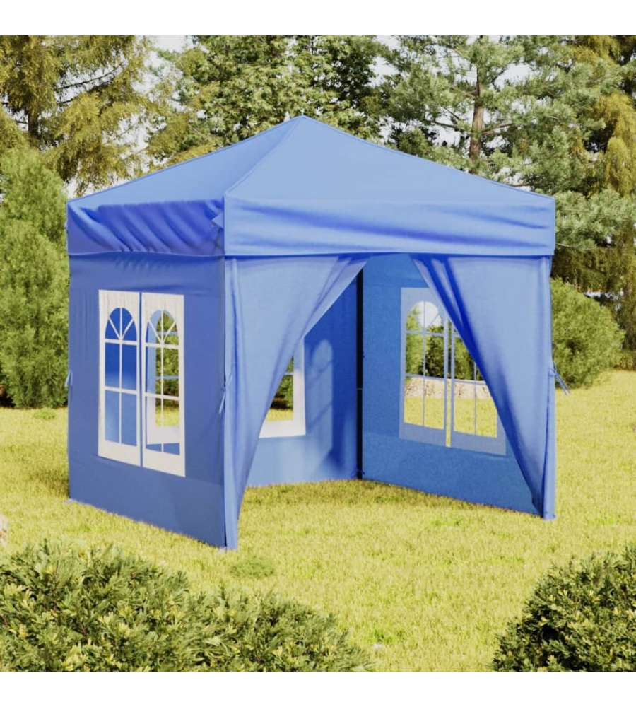 Tenda per Feste Pieghevole con Pareti Laterali Blu 2x2 m