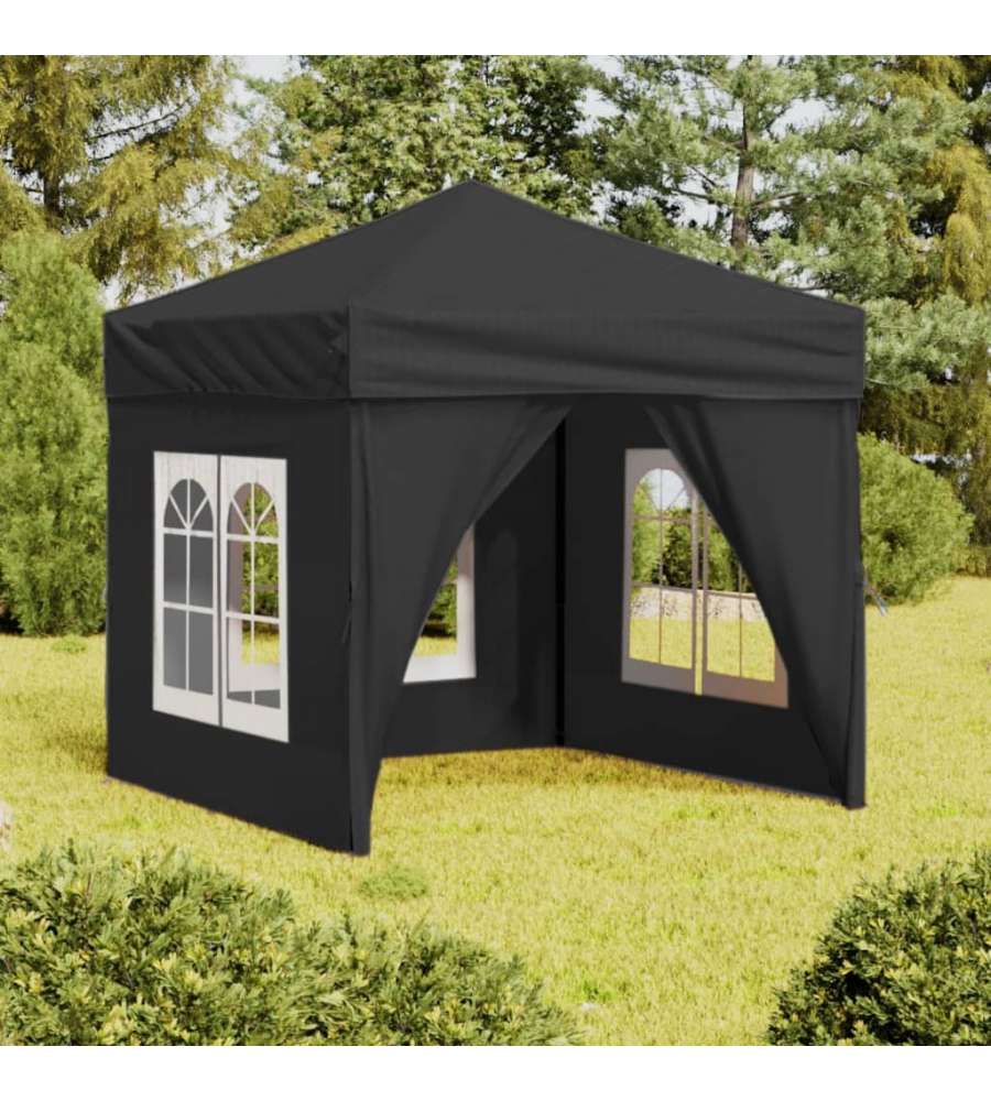 Tenda per Feste Pieghevole con Pareti Laterali Antracite 2x2 m