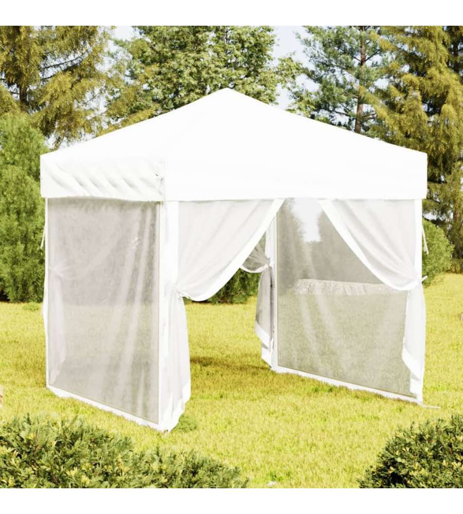 Tenda per Feste Pieghevole con Pareti Laterali Bianco 2x2 m