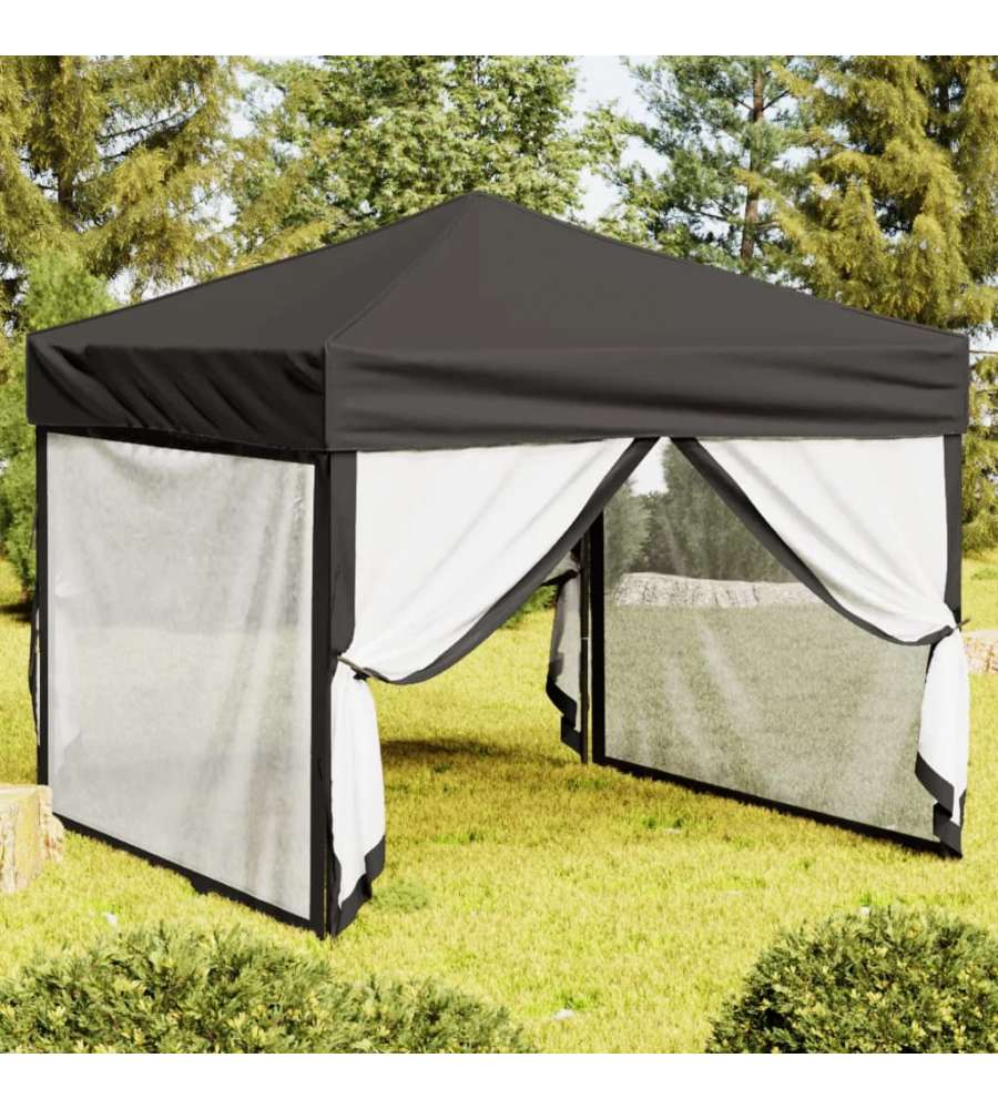 Tenda per Feste Pieghevole con Pareti Laterali Antracite 3x3 m