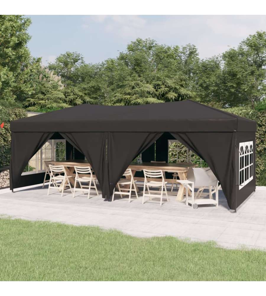 Tenda per Feste Pieghevole con Pareti Laterali Antracite 3x6 m