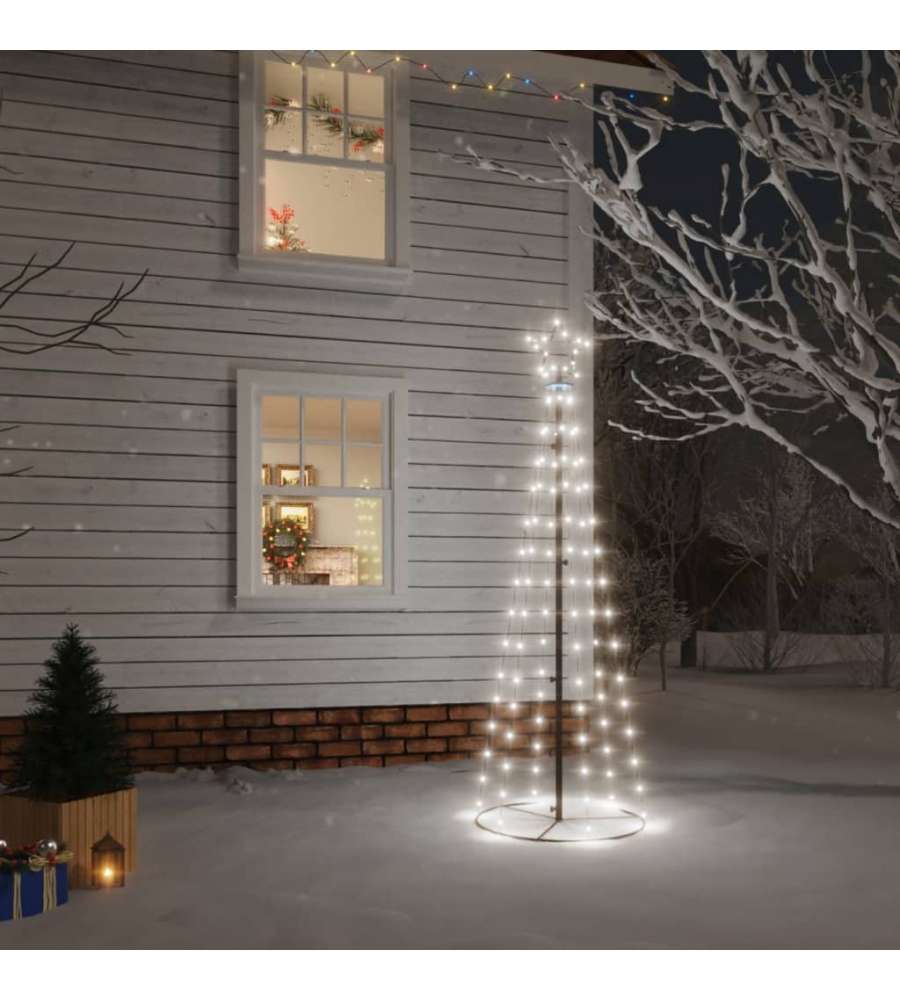 Albero di Natale a Cono Bianco Freddo 108 LED 70x180 cm