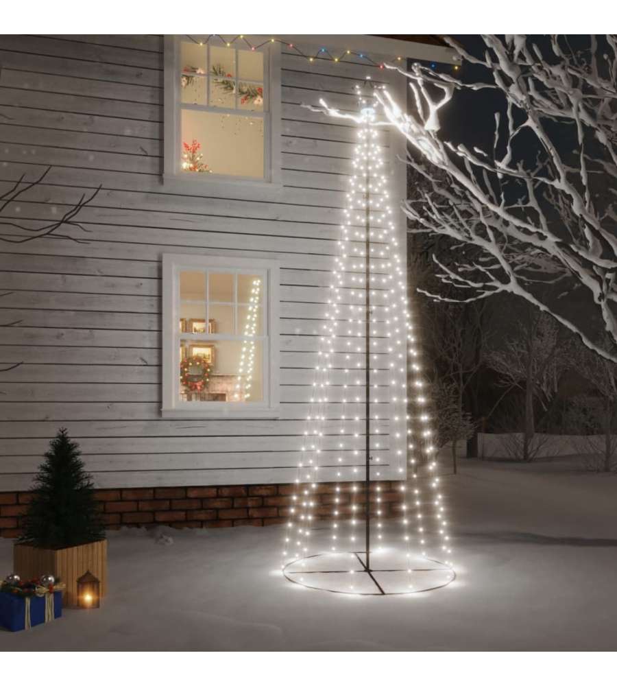 Albero di Natale a Cono Bianco Freddo 310 LED 100x300 cm