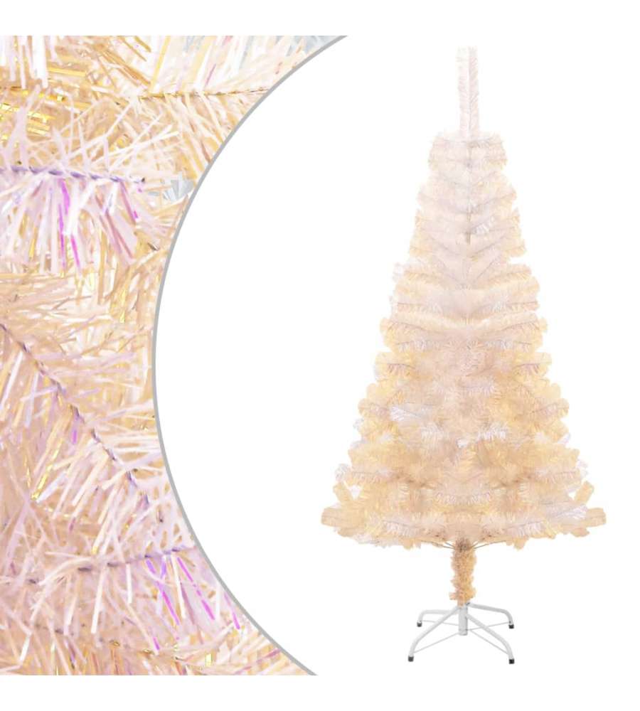 Albero di Natale Artificiale Punte Iridescenti Bianco 120cm PVC