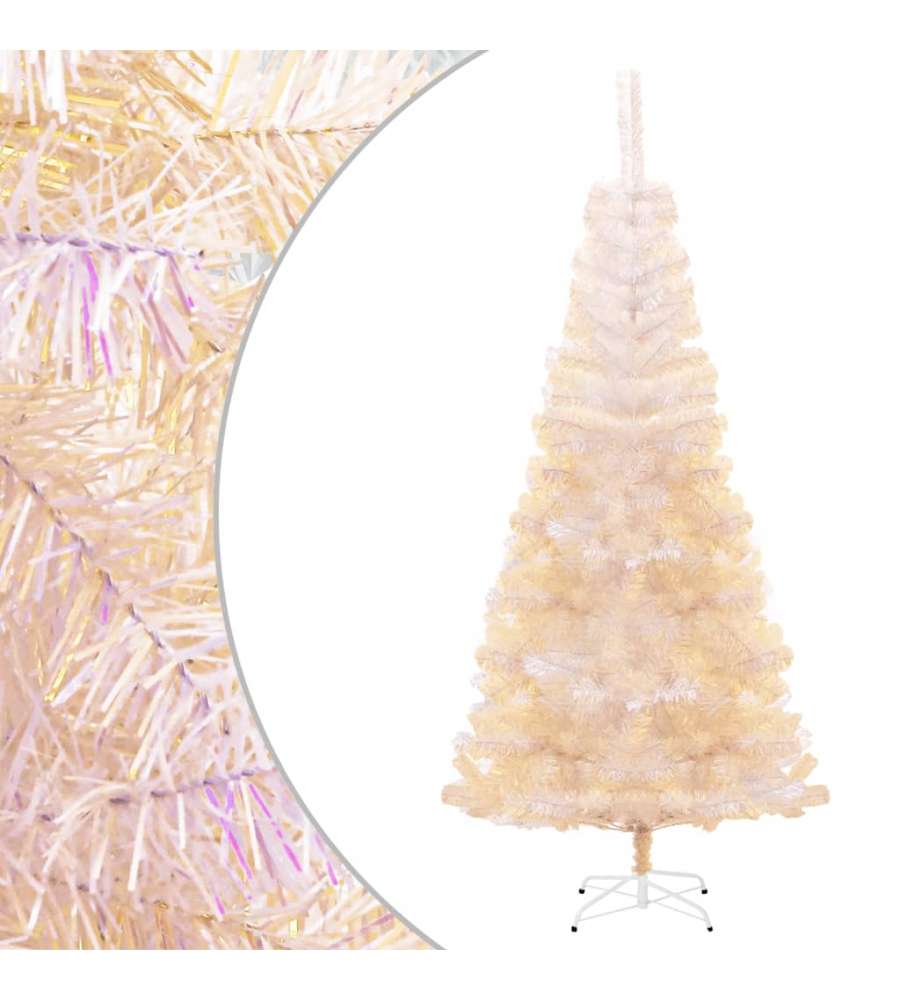 Albero di Natale Artificiale Punte Iridescenti Bianco 180cm PVC