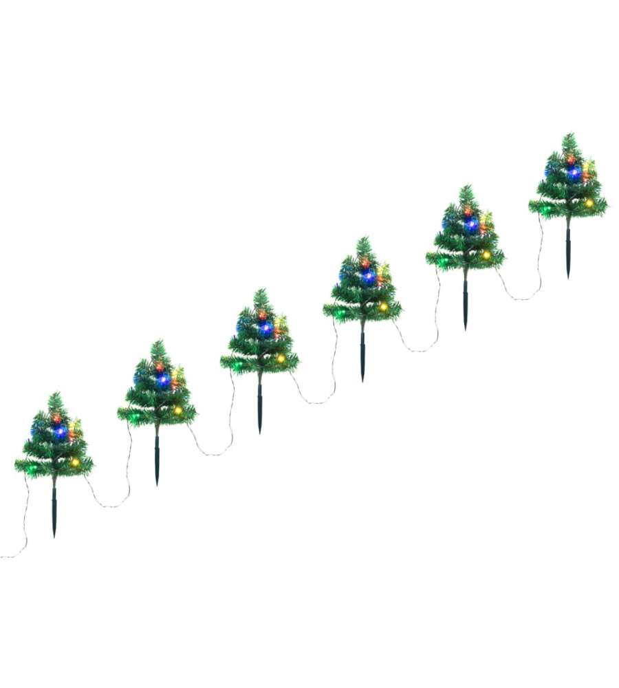 Sentiero Alberi di Natale 6 pz con LED Multicolore 45 cm PVC