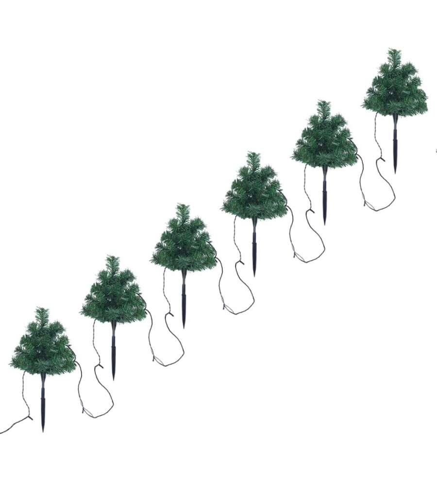 Sentiero Alberi di Natale 6 pz con LED Multicolore 45 cm PVC