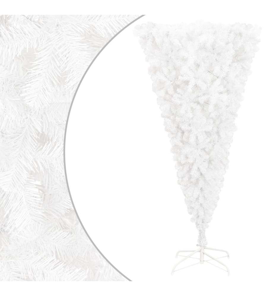 Albero di Natale Artificiale Capovolto con Base Bianco 240 cm