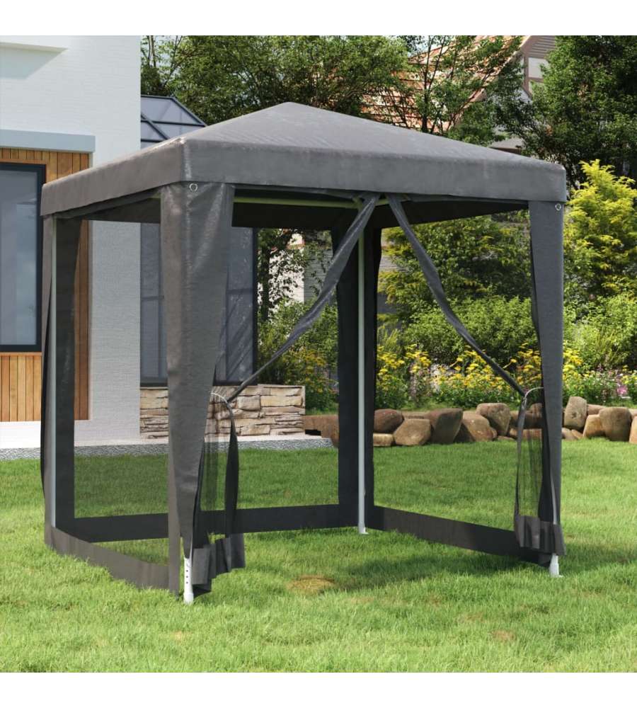 Tenda per Feste 4 Pareti Laterali in Rete Antracite 2x2 m HDPE