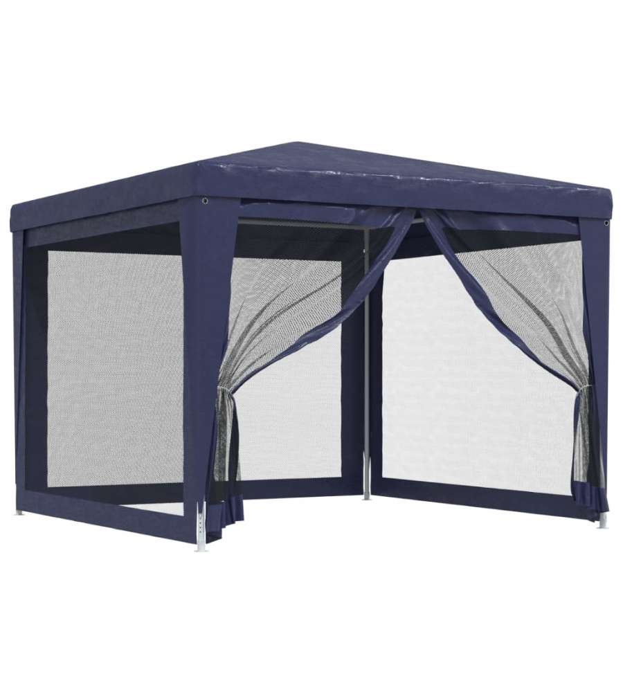 Tenda per Feste con 4 Pareti Laterali in Rete Blu 3x3 m HDPE