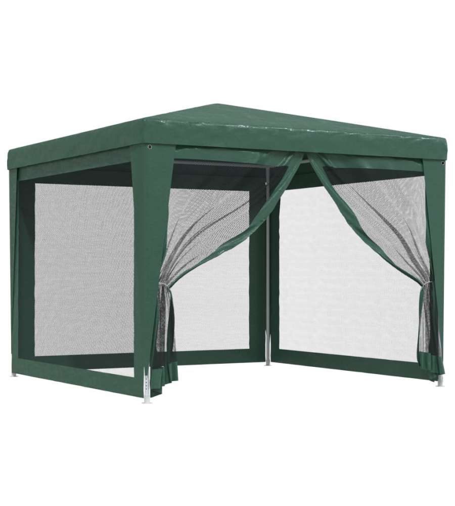 Tenda per Feste con 4 Pareti Laterali in Rete Verde 3x3 m HDPE