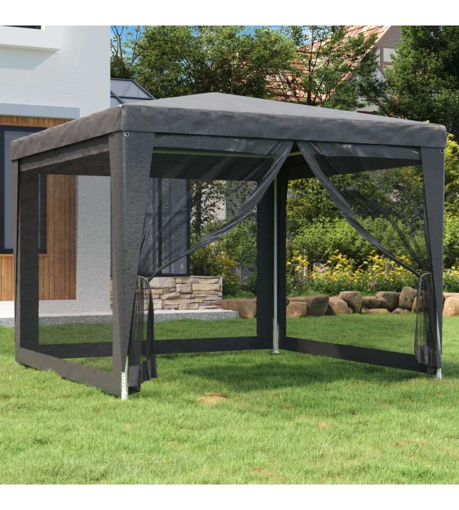 Tenda per Feste 4 Pareti Laterali in Rete Antracite 3x3 m HDPE