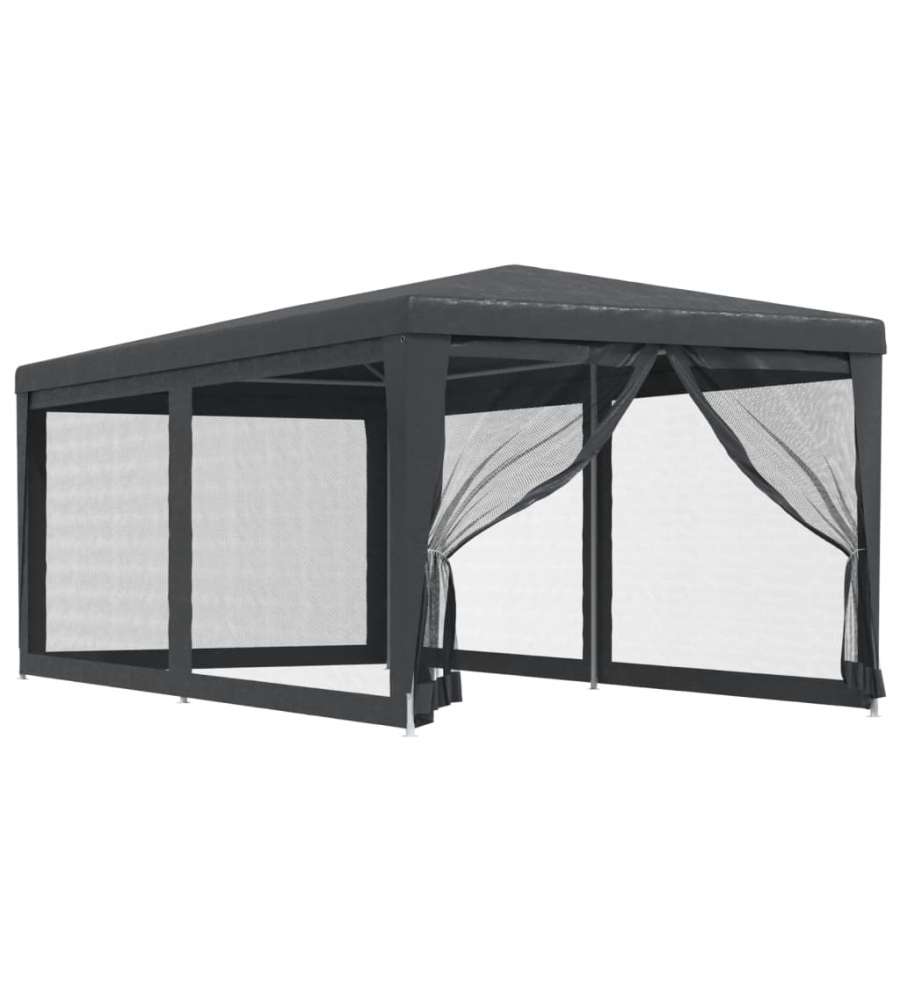 Tenda per Feste 6 Pareti Laterali in Rete Antracite 3x6 m HDPE