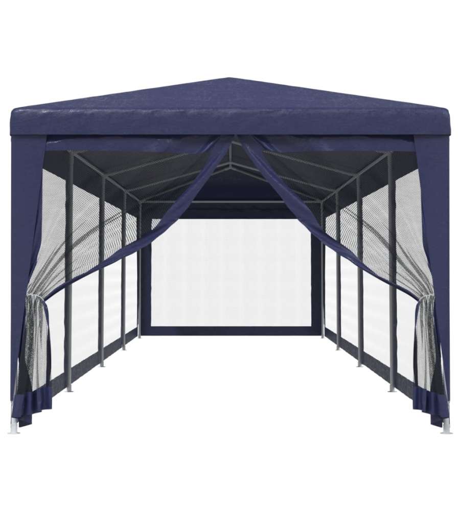 Tenda per Feste con 10 Pareti Laterali in Rete Blu 3x12 m HDPE