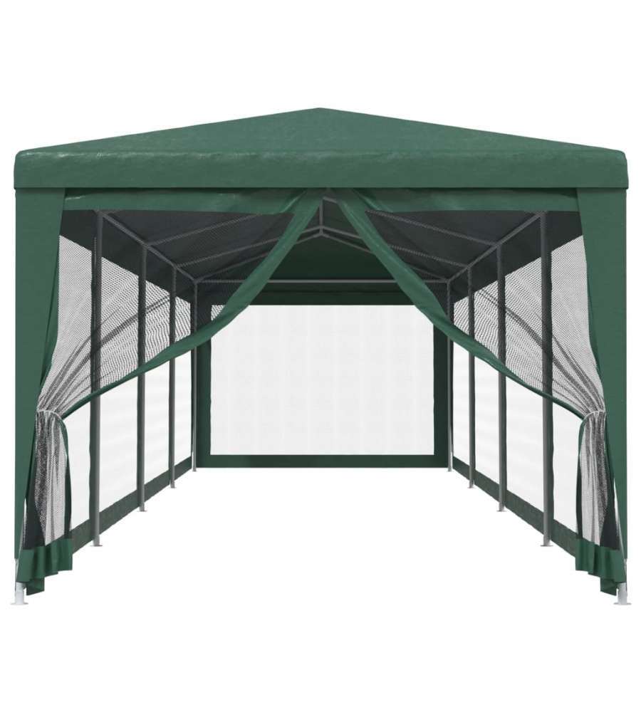 Tenda per Feste con 10 Pareti Laterali in Rete Verde 3x12m HDPE