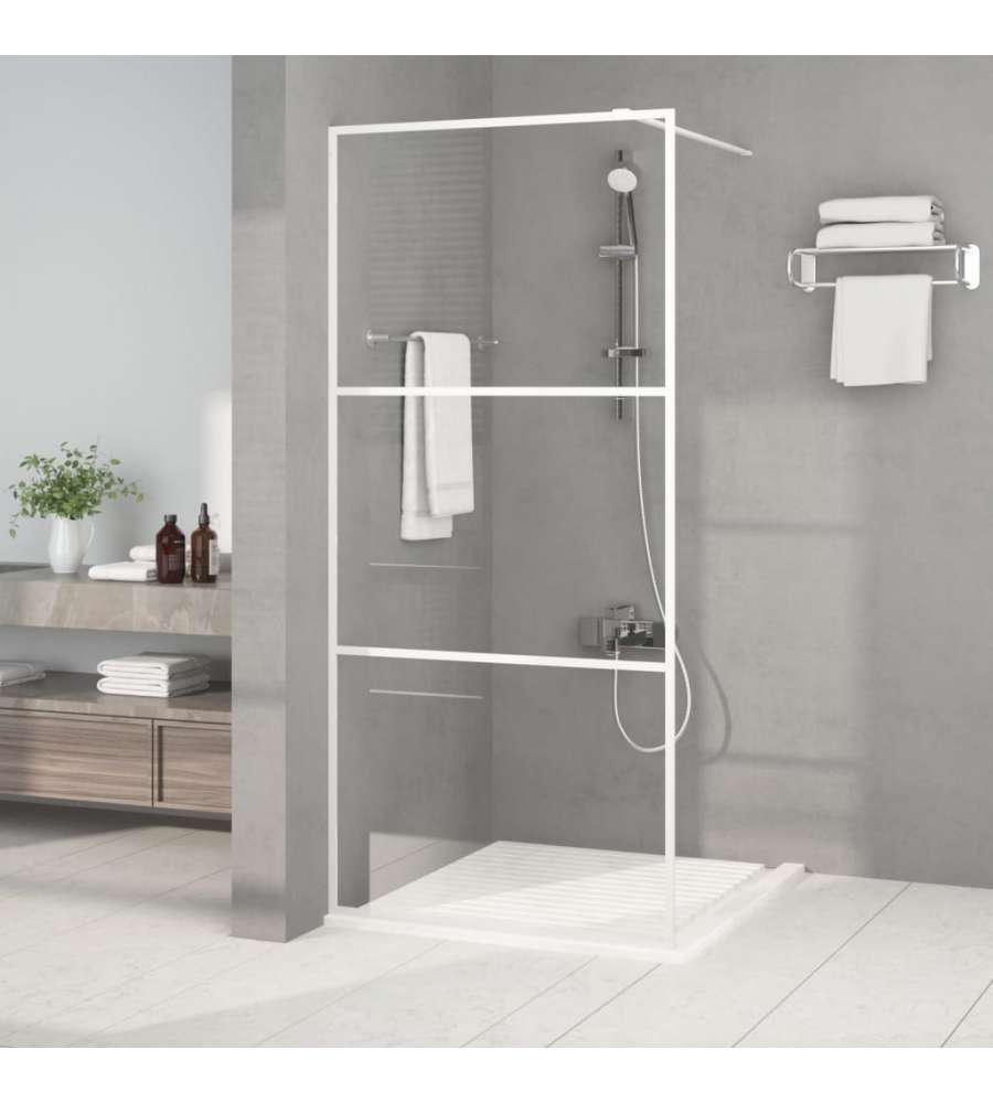 Parete Doccia Walk in Bianca 90x195 cm Vetro Trasparente ESG