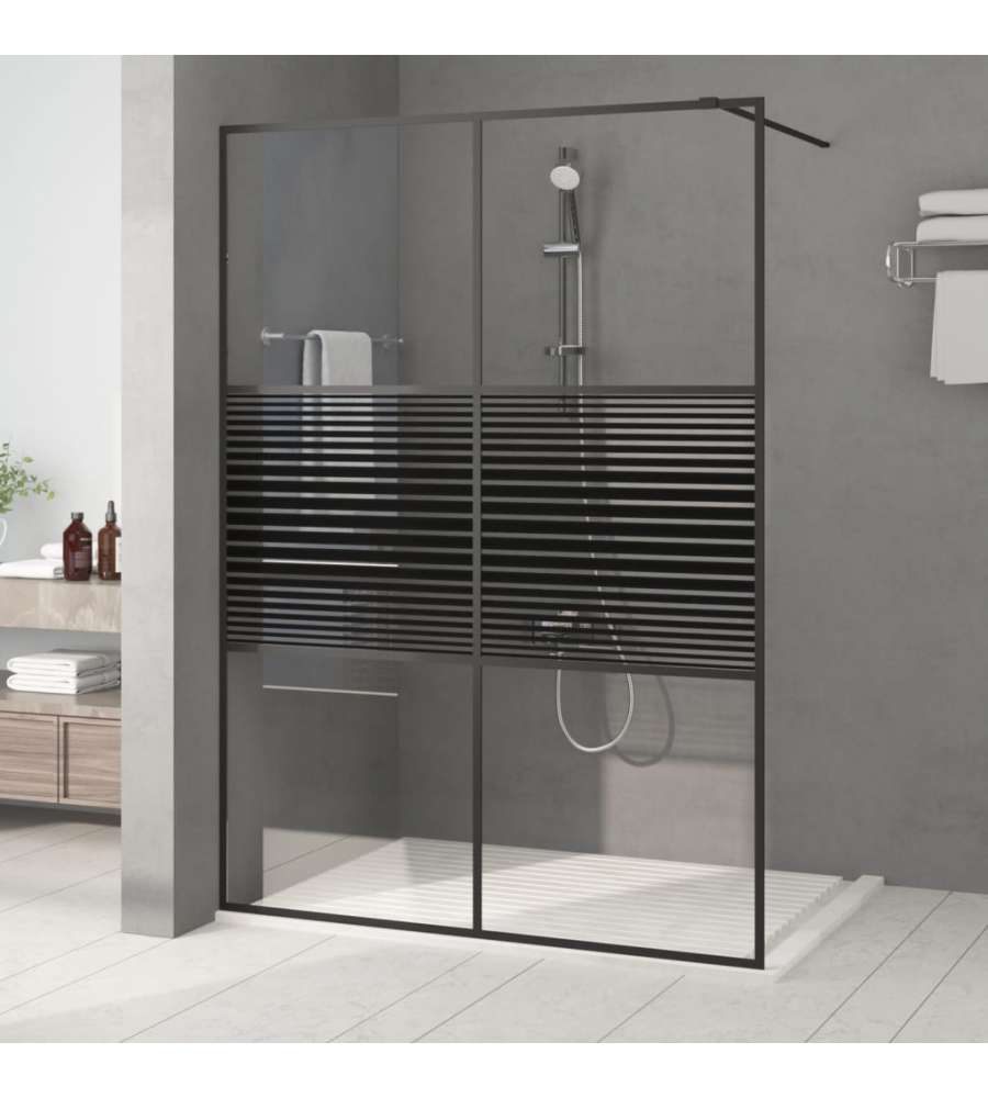 Parete Doccia Walk in Nero 140x195 cm Vetro Trasparente ESG