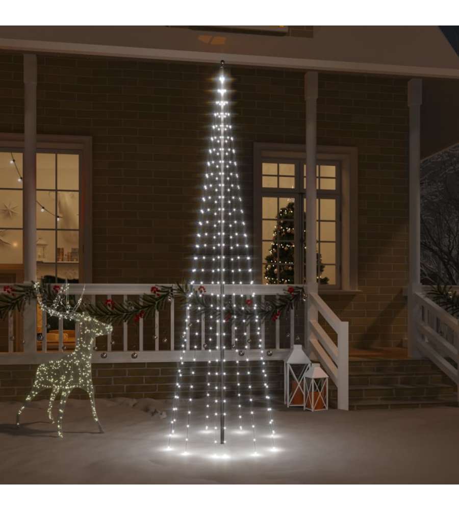 Albero di Natale Pennone Bianco Freddo 310 LED 300 cm