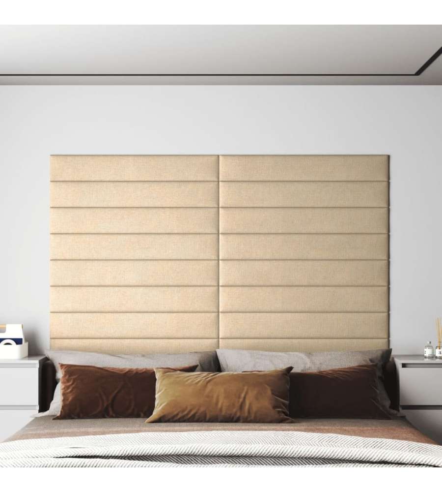 Pannelli Murali 12 pz Crema 90x15 cm Tessuto 1,62 mq