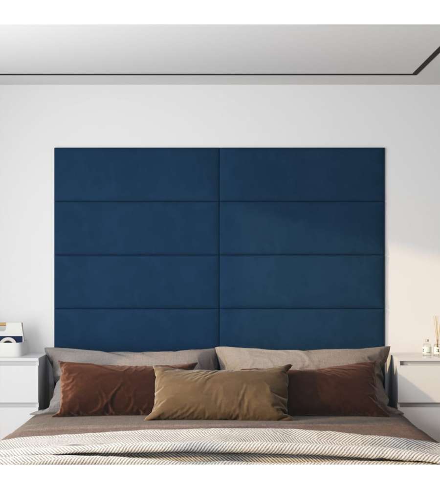 Pannelli Murali 12 pz Blu 90x30 cm Velluto 3,24 mq