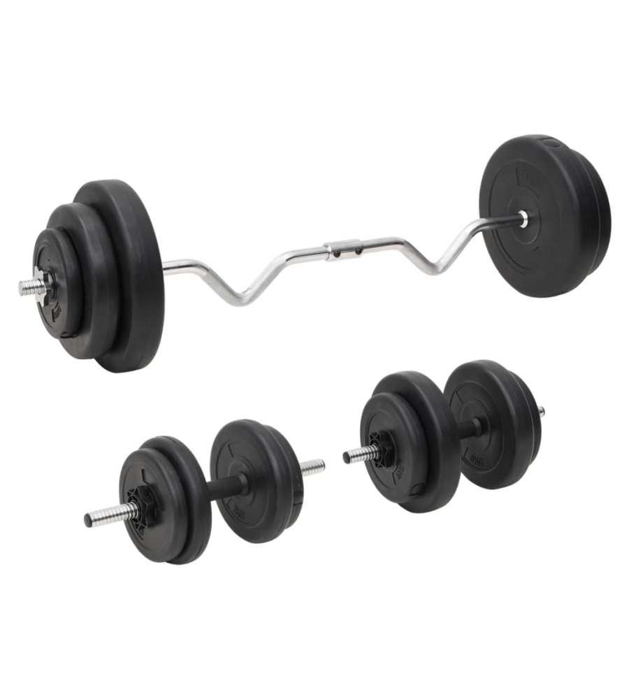 Set Bilanciere Curl e Manubri con Dischi 60 kg