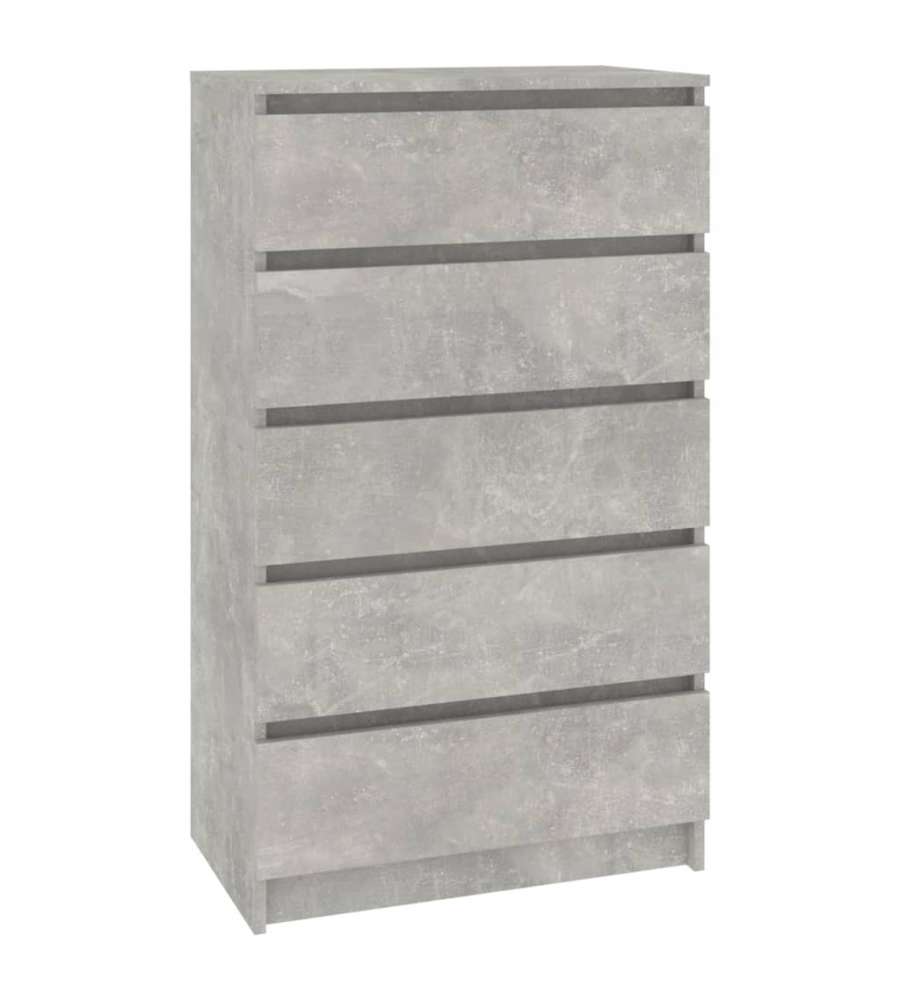 Cassettiera Grigio Cemento 60x36x103 cm in Legno Multistrato